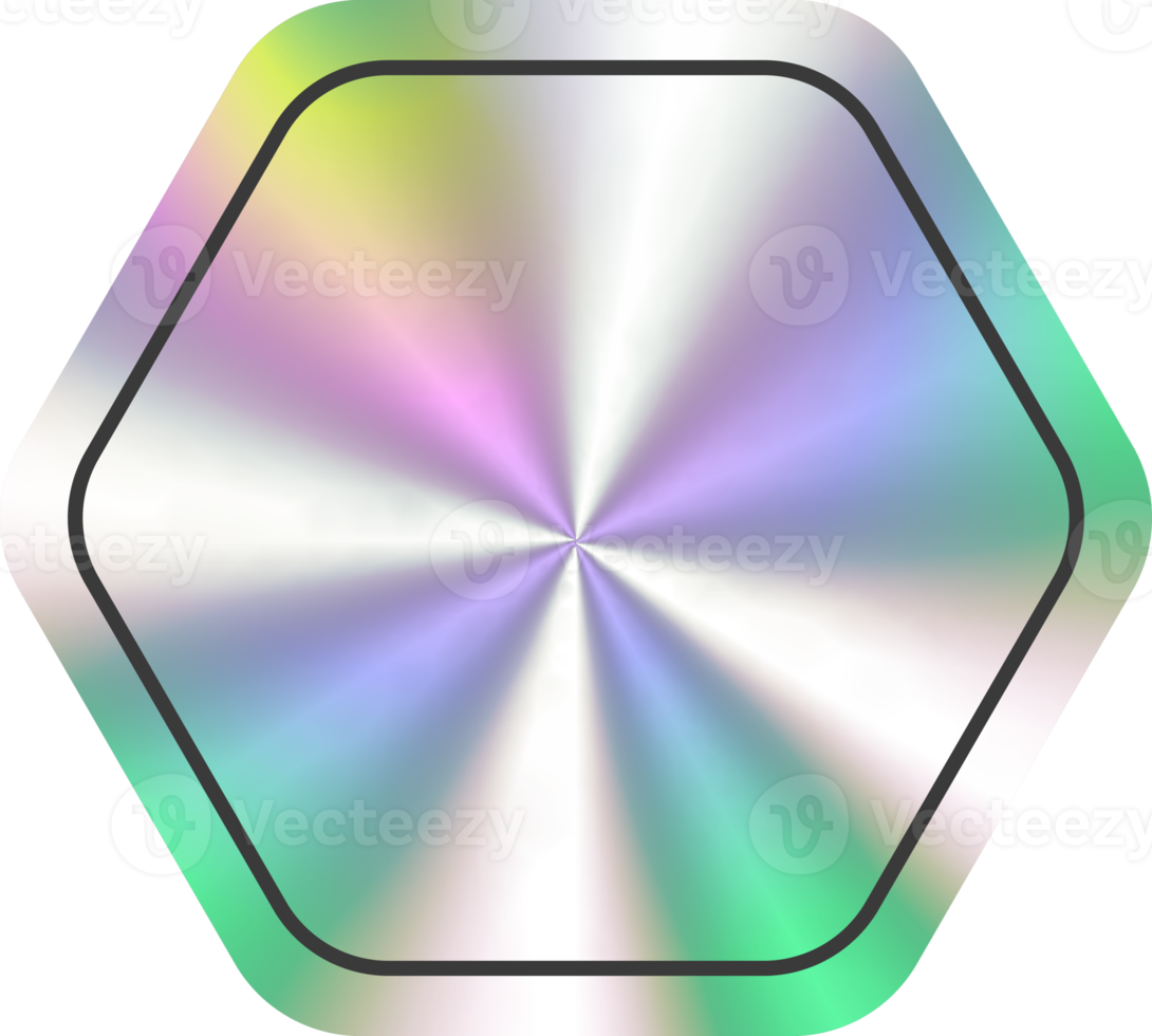 Holographic stickers hexagon shape. Hologram labels and badge empty. png