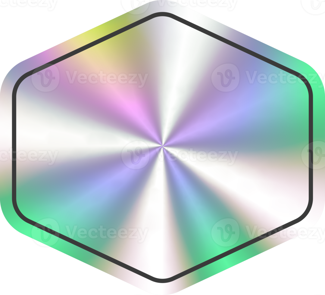 Holographic stickers hexagon shape. Hologram labels and badge empty. png