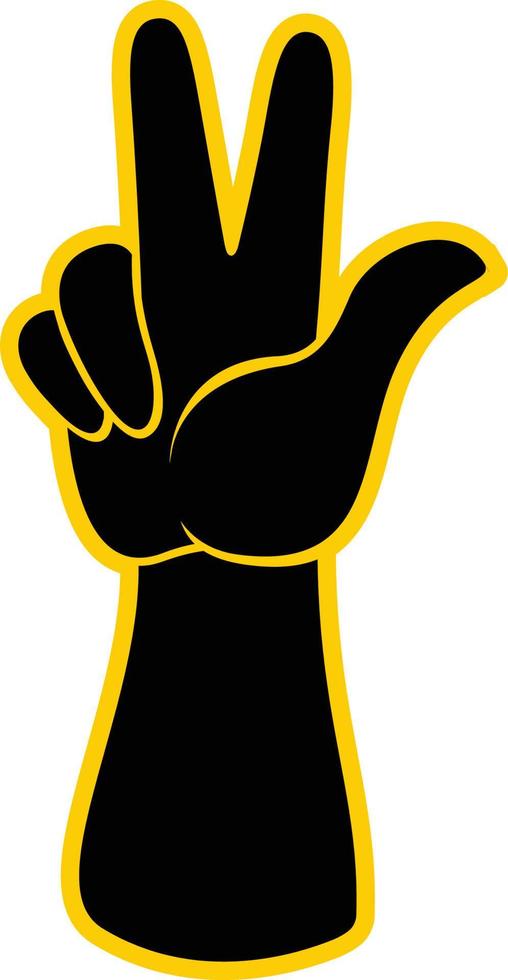 Illustration of Black Victory Hand in Yellow Background vector