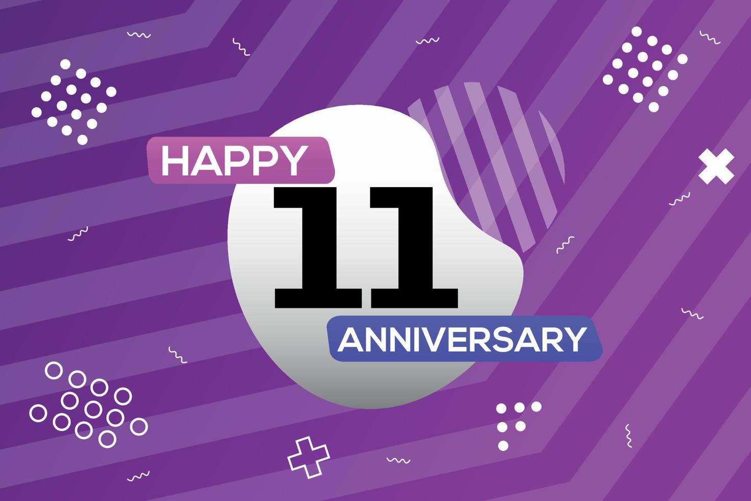 11th year anniversary logo vector design anniversary celebration with colorful geometric shapes abstract illustration