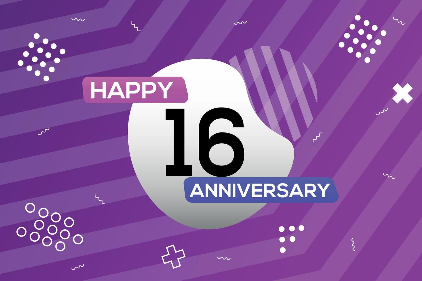 16th year anniversary logo vector design anniversary celebration with colorful geometric shapes abstract illustration