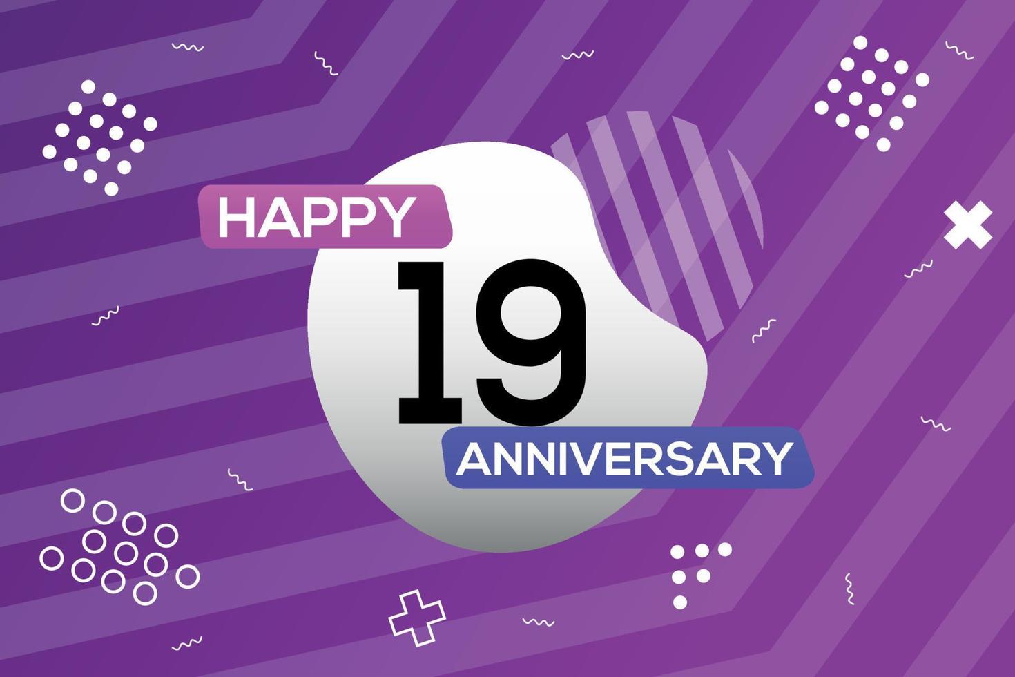19th year anniversary logo vector design anniversary celebration with colorful geometric shapes abstract illustration