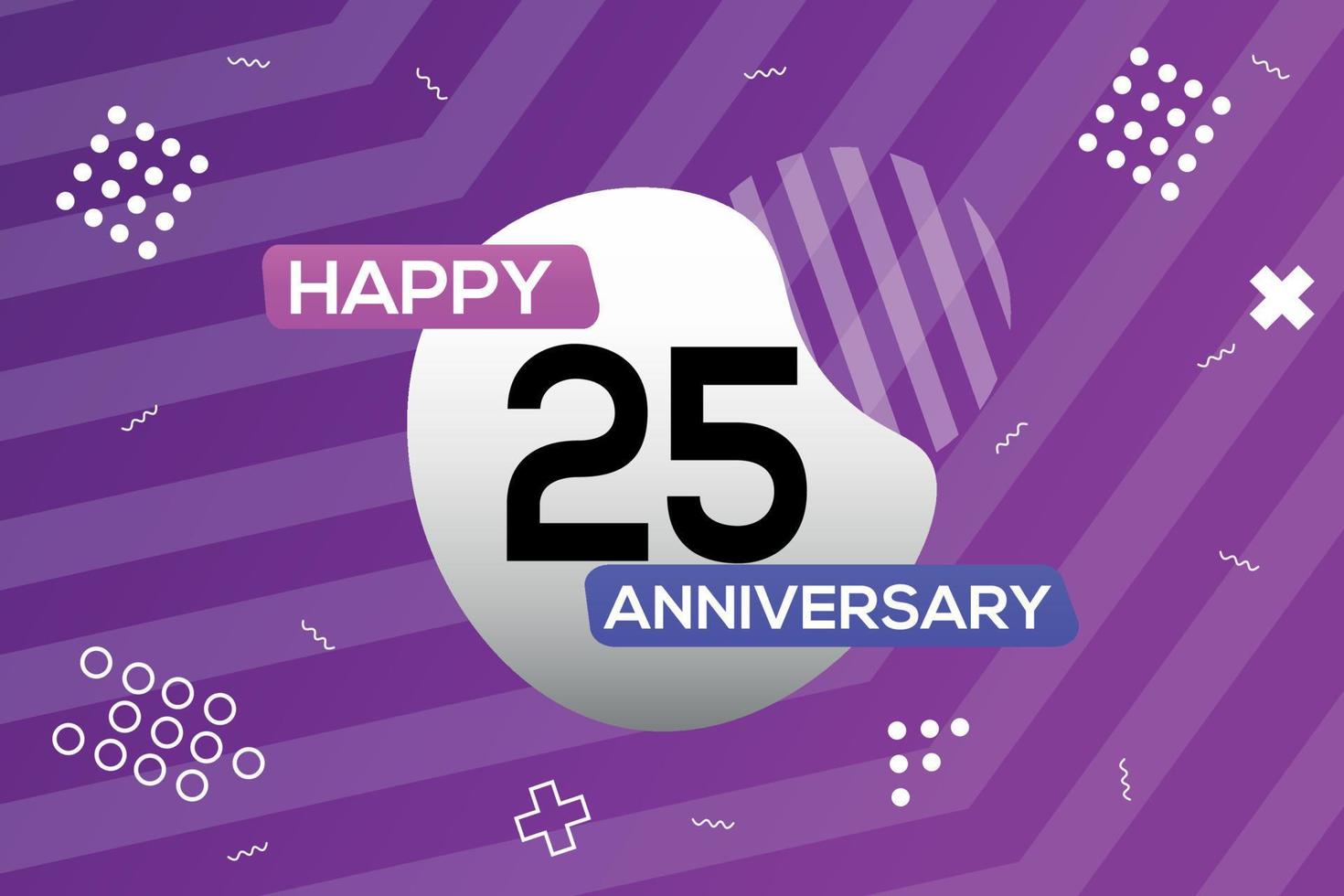 25th year anniversary logo vector design anniversary celebration with colorful geometric shapes abstract illustration