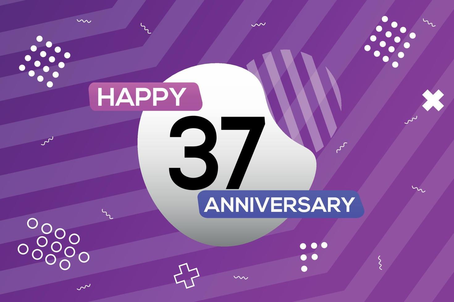 37th year anniversary logo vector design anniversary celebration with colorful geometric shapes abstract illustration