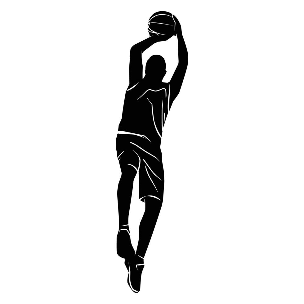 Vector set of Basketball player silhouettes, Basketball silhouettes