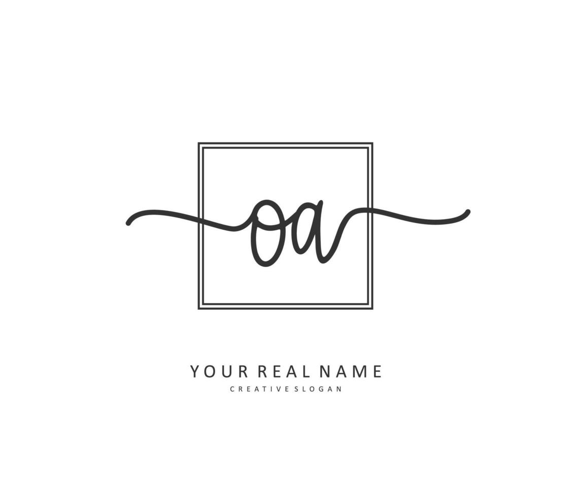 O A OA Initial letter handwriting and  signature logo. A concept handwriting initial logo with template element. vector