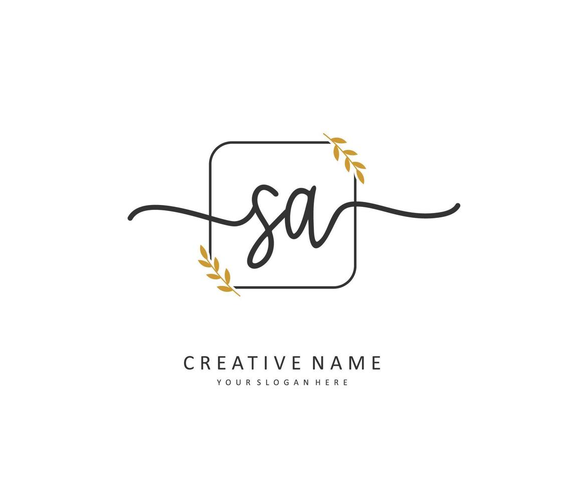 SA Initial letter handwriting and  signature logo. A concept handwriting initial logo with template element. vector