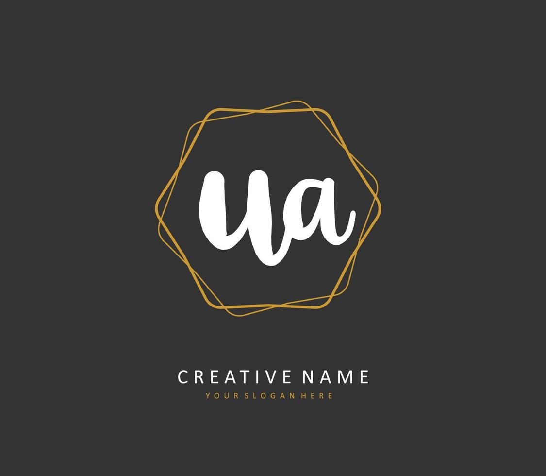 U A UA Initial letter handwriting and  signature logo. A concept handwriting initial logo with template element. vector