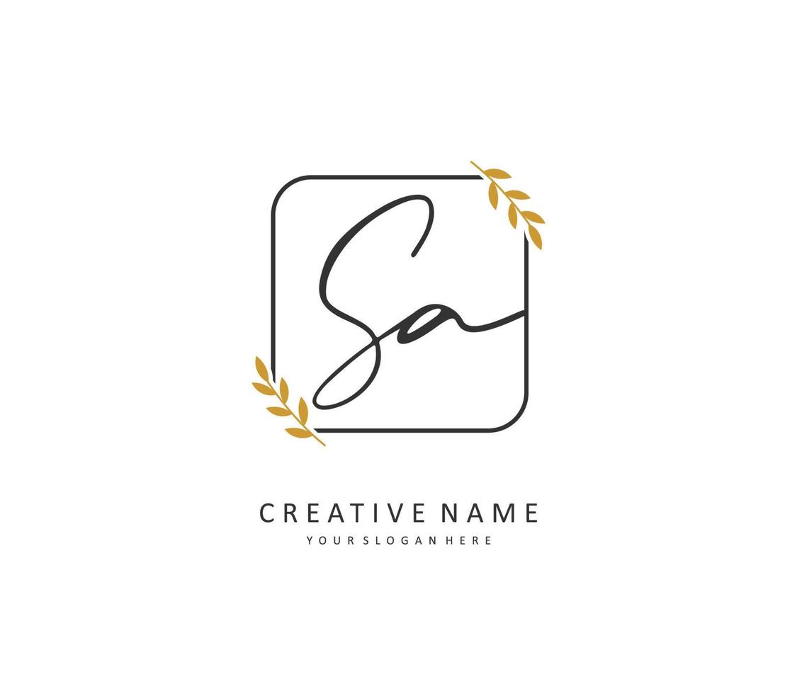 SA Initial letter handwriting and  signature logo. A concept handwriting initial logo with template element. vector