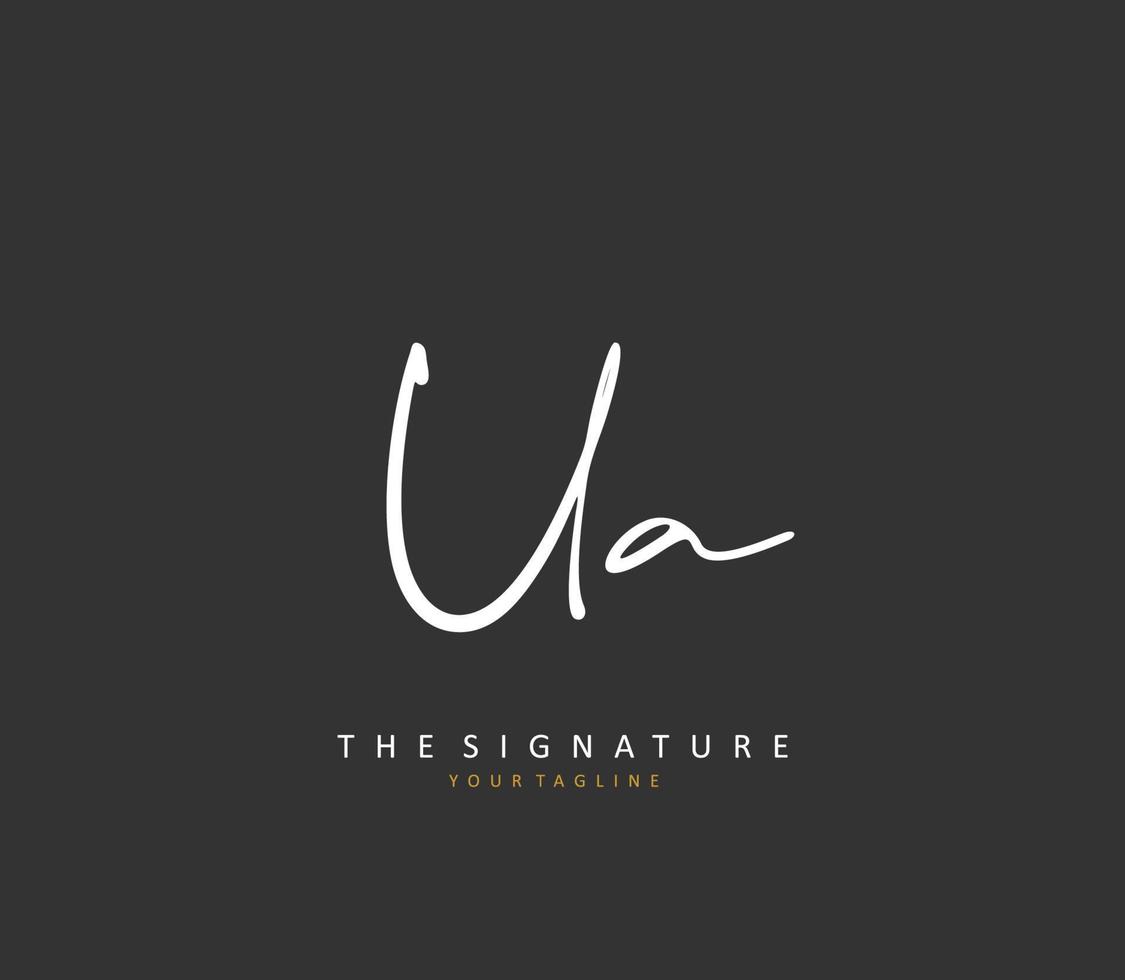 U A UA Initial letter handwriting and  signature logo. A concept handwriting initial logo with template element. vector