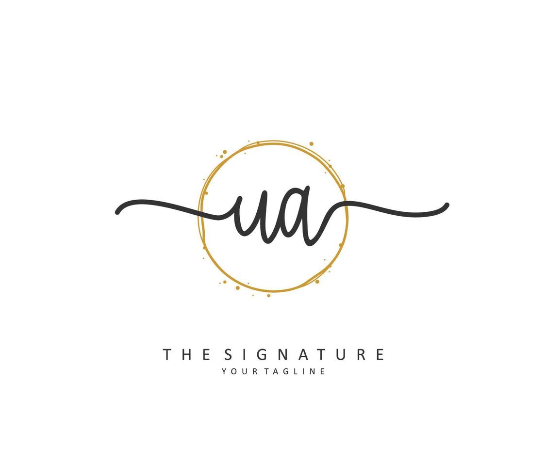 U A UA Initial letter handwriting and  signature logo. A concept handwriting initial logo with template element. vector