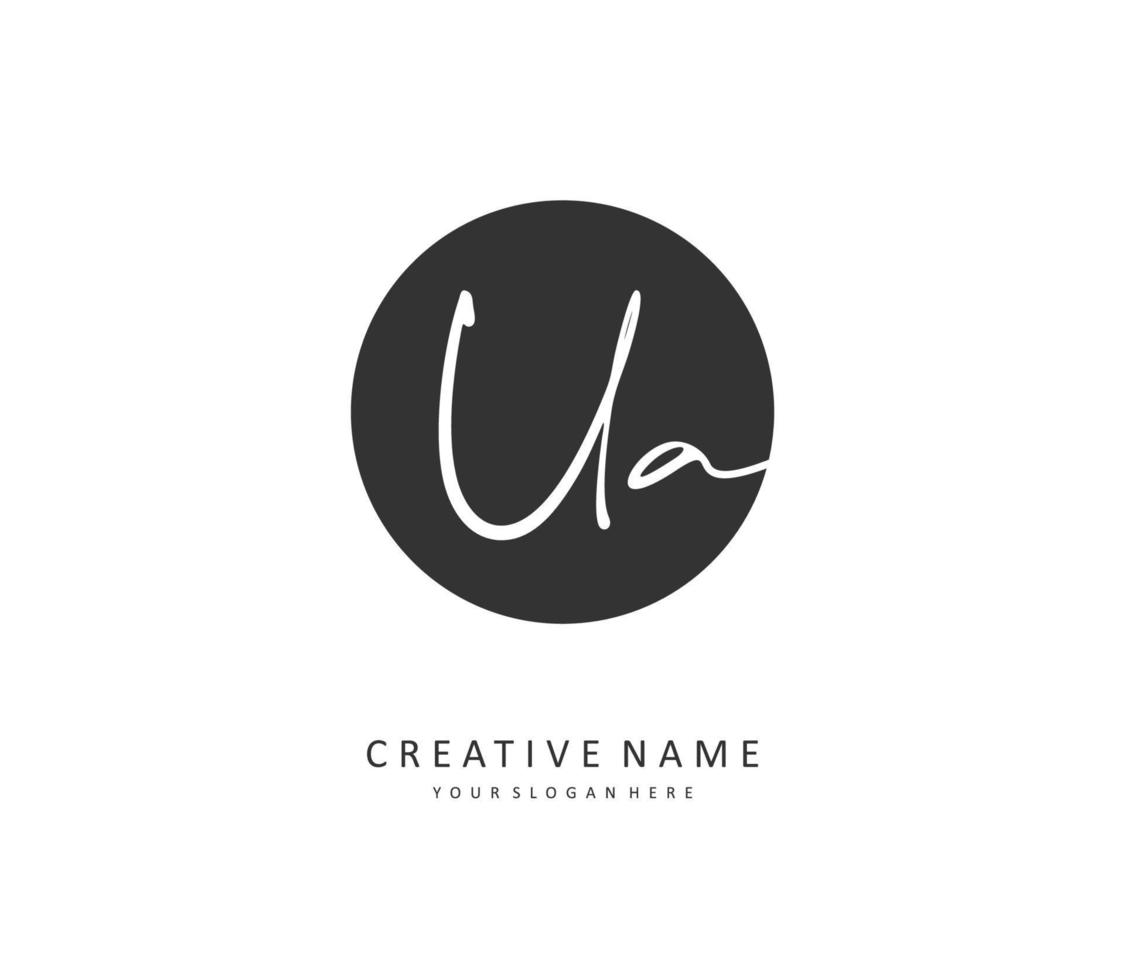 U A UA Initial letter handwriting and  signature logo. A concept handwriting initial logo with template element. vector