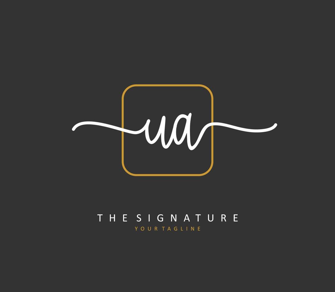 U A UA Initial letter handwriting and  signature logo. A concept handwriting initial logo with template element. vector