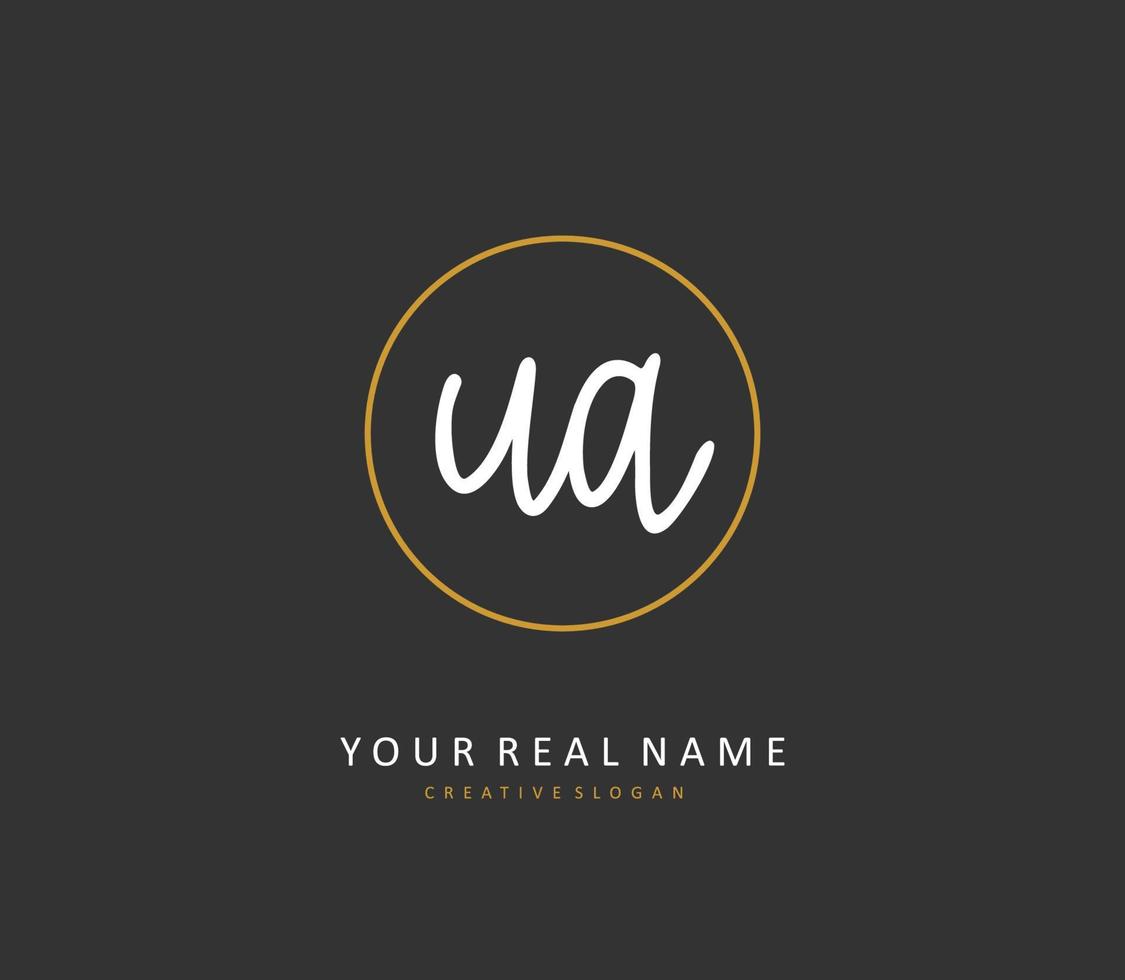 U A UA Initial letter handwriting and  signature logo. A concept handwriting initial logo with template element. vector