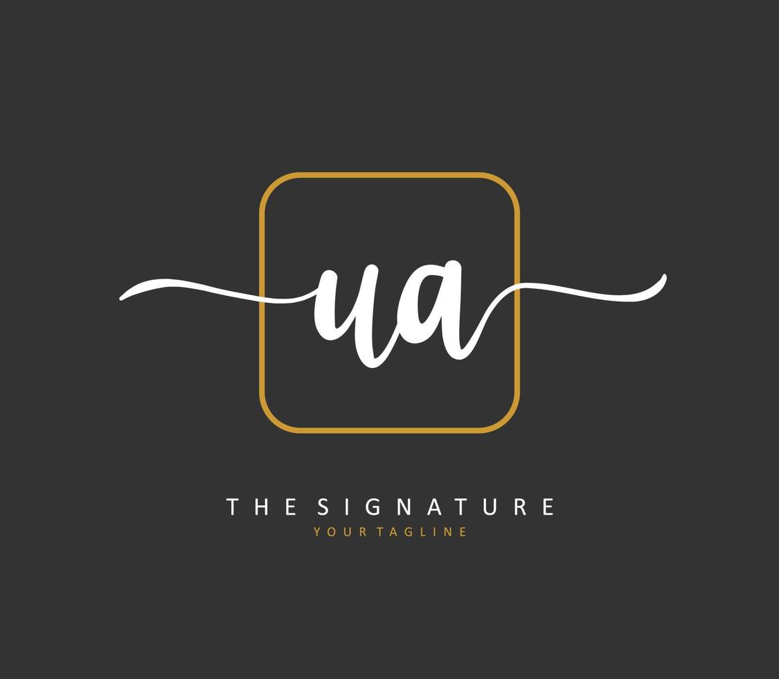 U A UA Initial letter handwriting and  signature logo. A concept handwriting initial logo with template element. vector