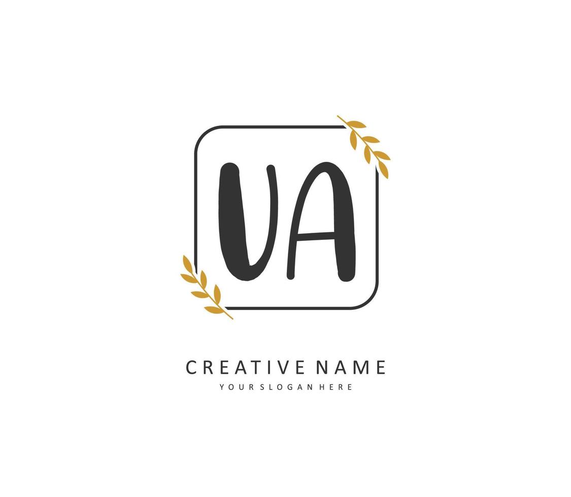 U A UA Initial letter handwriting and  signature logo. A concept handwriting initial logo with template element. vector