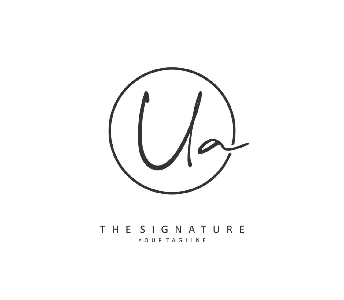 U A UA Initial letter handwriting and  signature logo. A concept handwriting initial logo with template element. vector