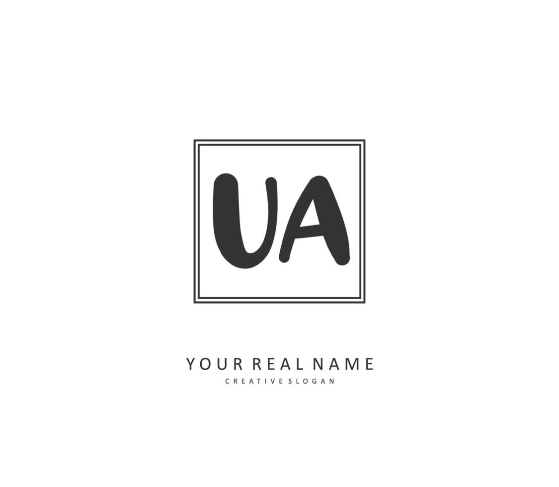 U A UA Initial letter handwriting and  signature logo. A concept handwriting initial logo with template element. vector