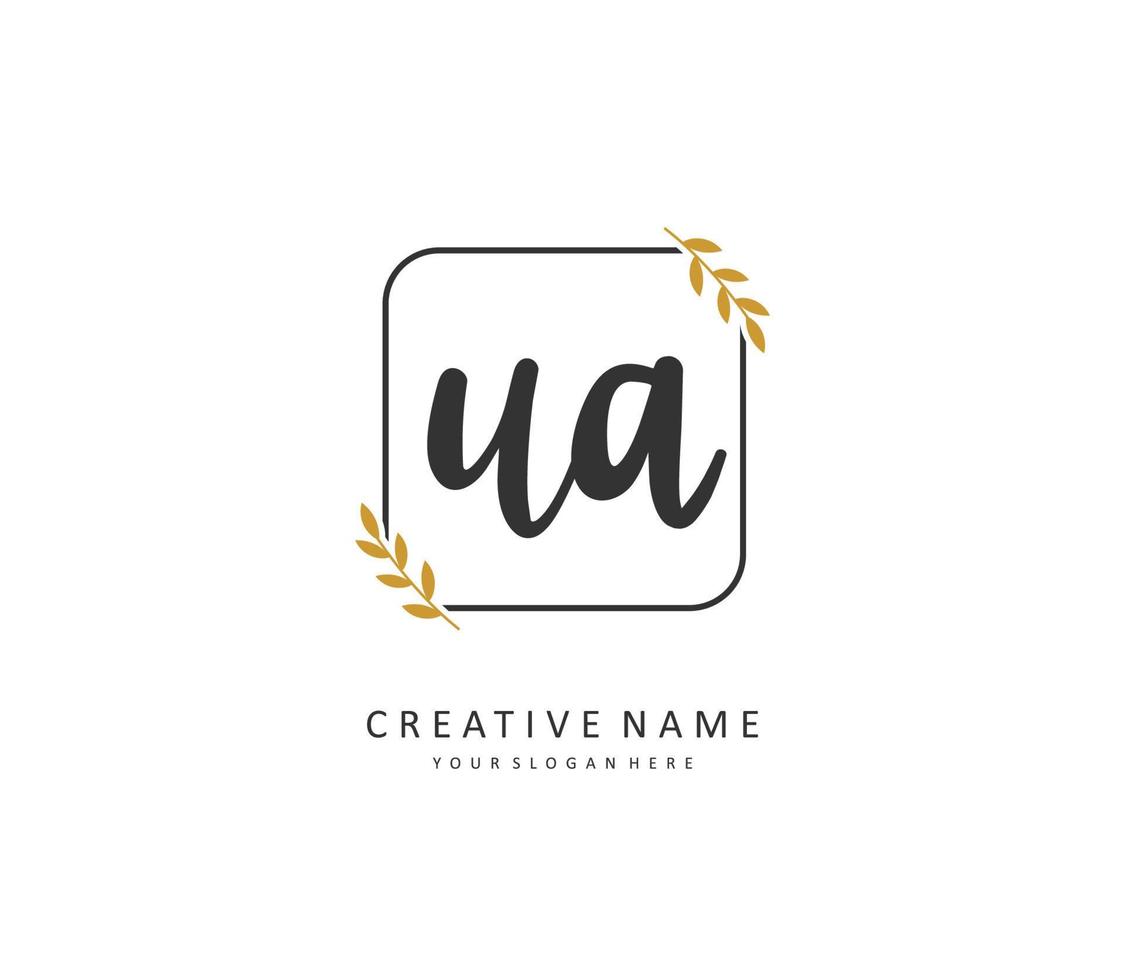 U A UA Initial letter handwriting and  signature logo. A concept handwriting initial logo with template element. vector