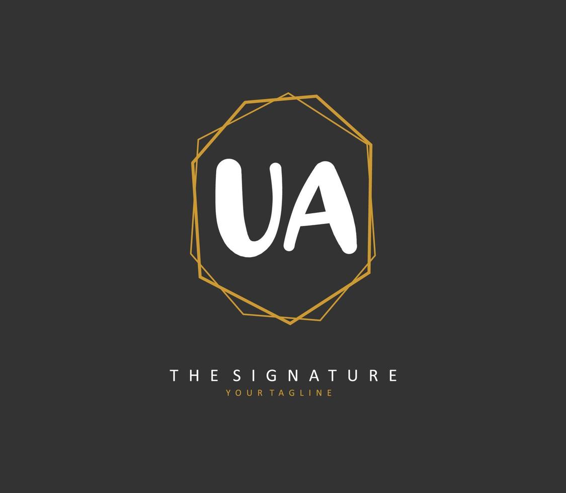 U A UA Initial letter handwriting and  signature logo. A concept handwriting initial logo with template element. vector