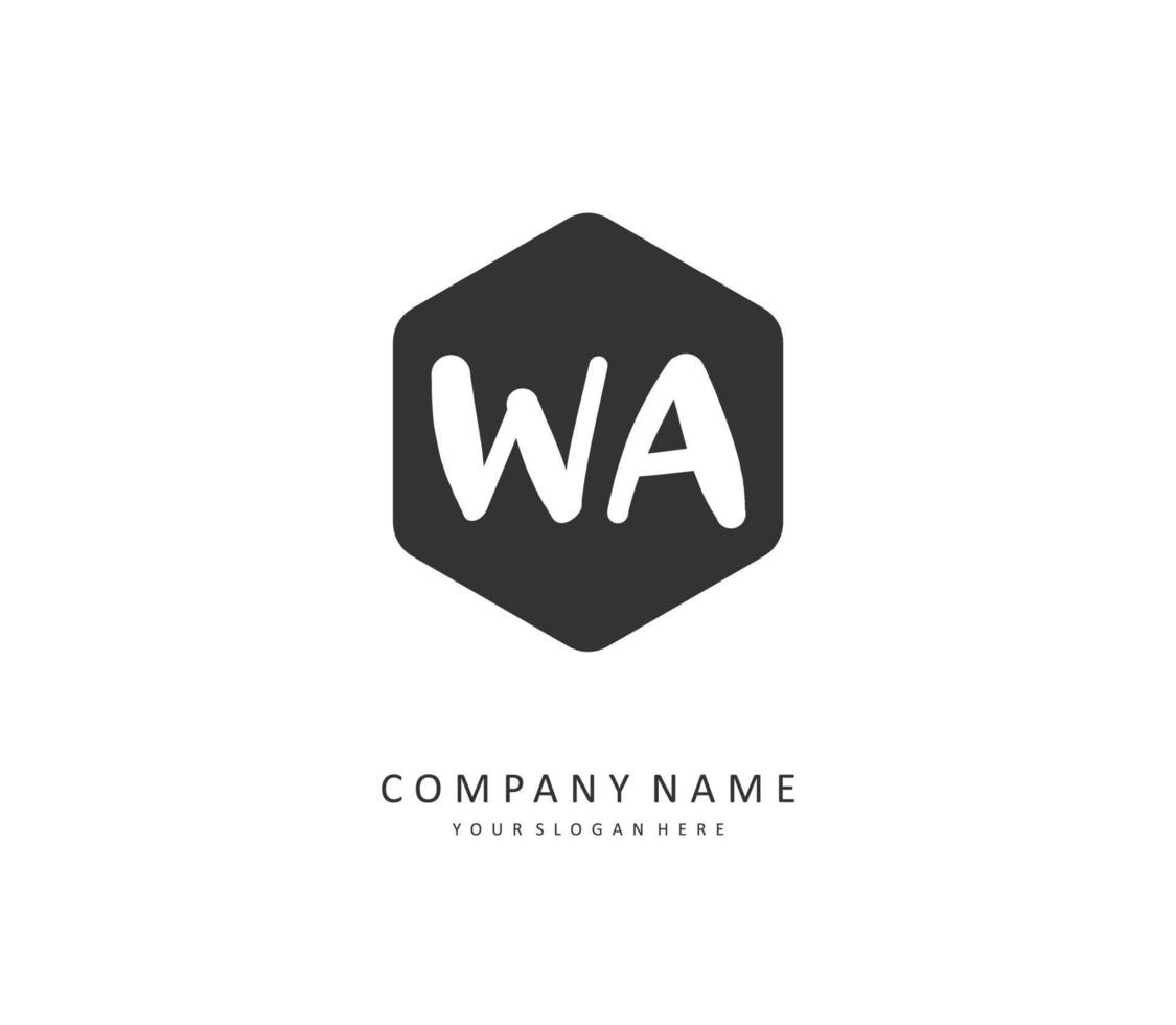 W A WA Initial letter handwriting and  signature logo. A concept handwriting initial logo with template element. vector