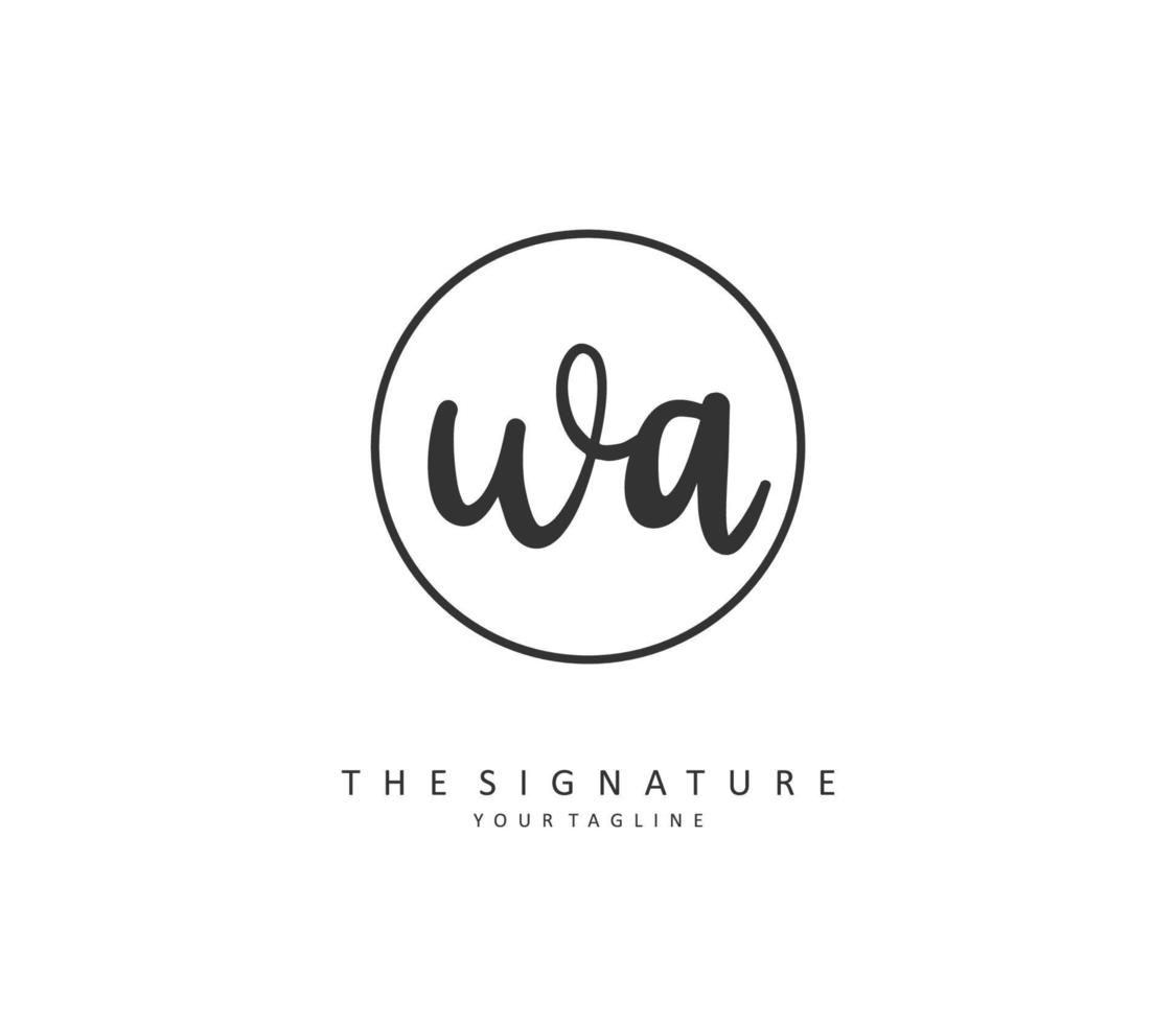 W A WA Initial letter handwriting and  signature logo. A concept handwriting initial logo with template element. vector