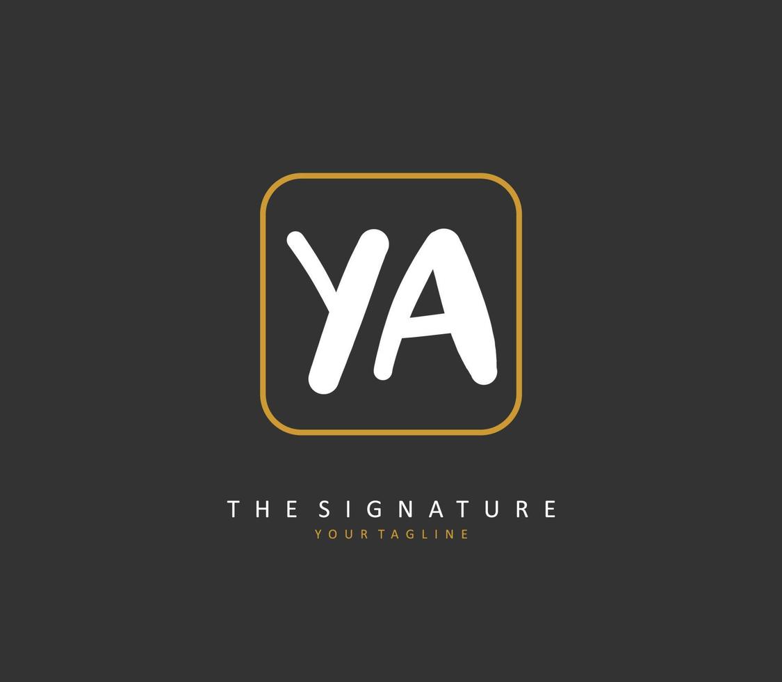 YA Initial letter handwriting and  signature logo. A concept handwriting initial logo with template element. vector