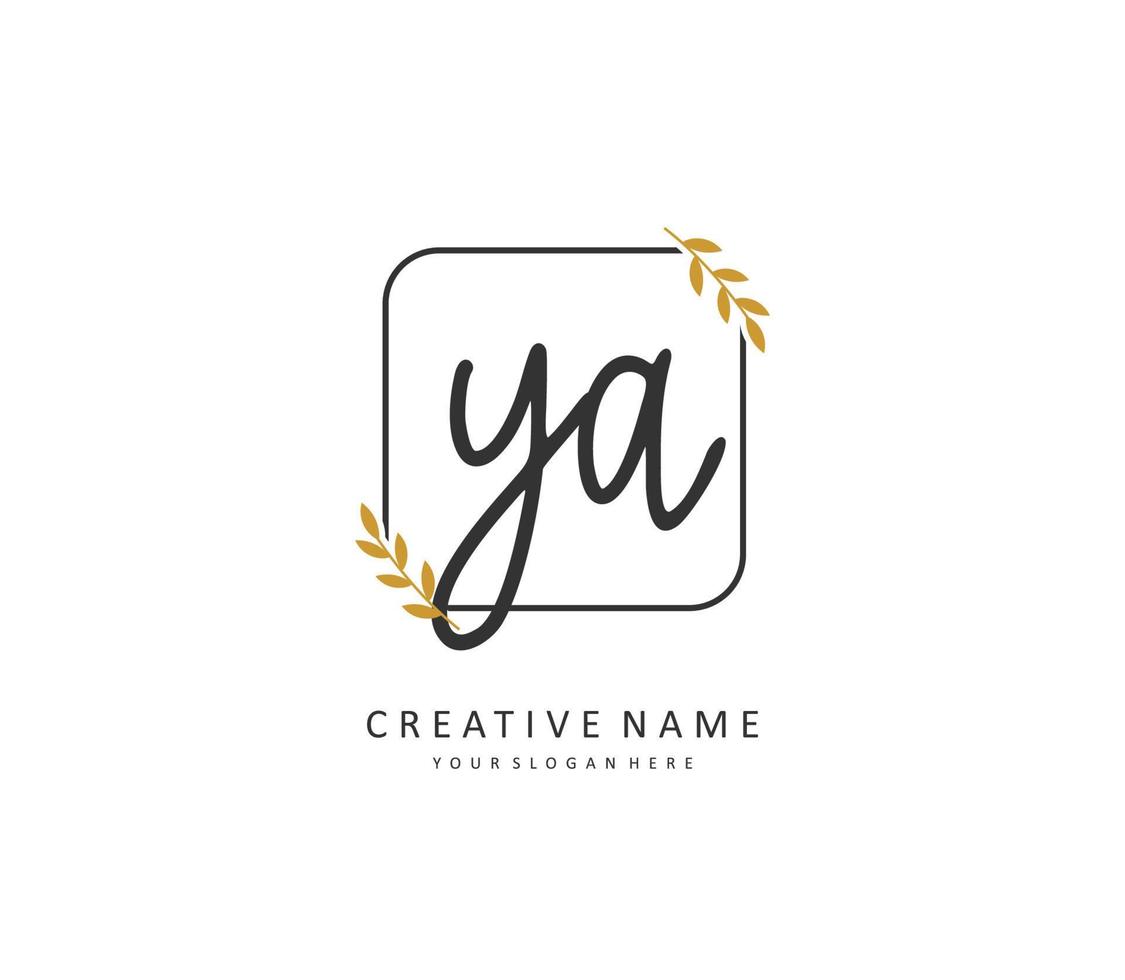 YA Initial letter handwriting and  signature logo. A concept handwriting initial logo with template element. vector