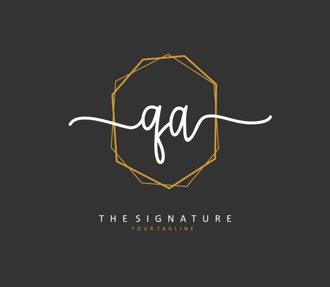 Q A QA Initial letter handwriting and  signature logo. A concept handwriting initial logo with template element. vector