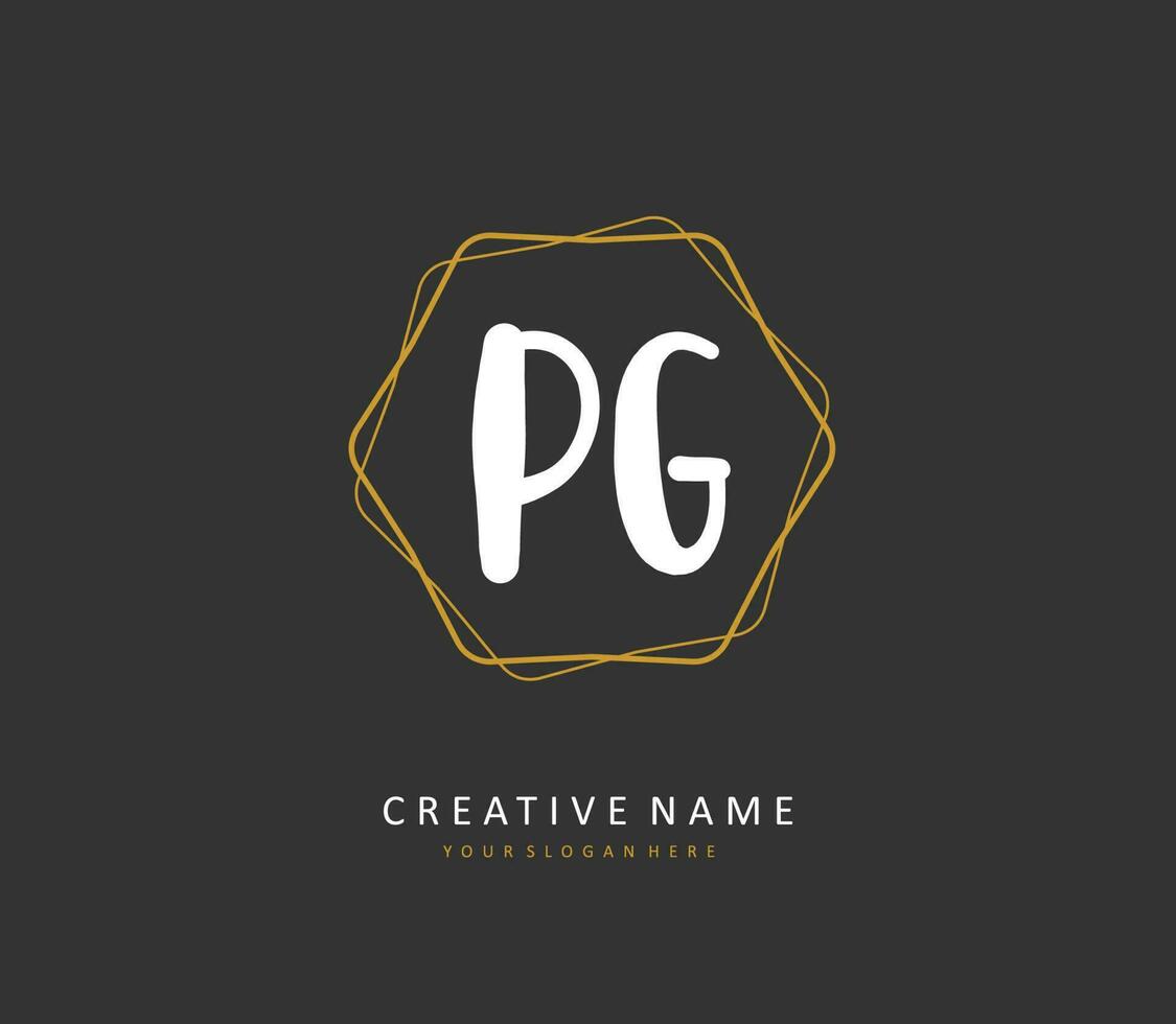 pg inicial letra escritura y firma logo. un concepto escritura inicial logo con modelo elemento. vector