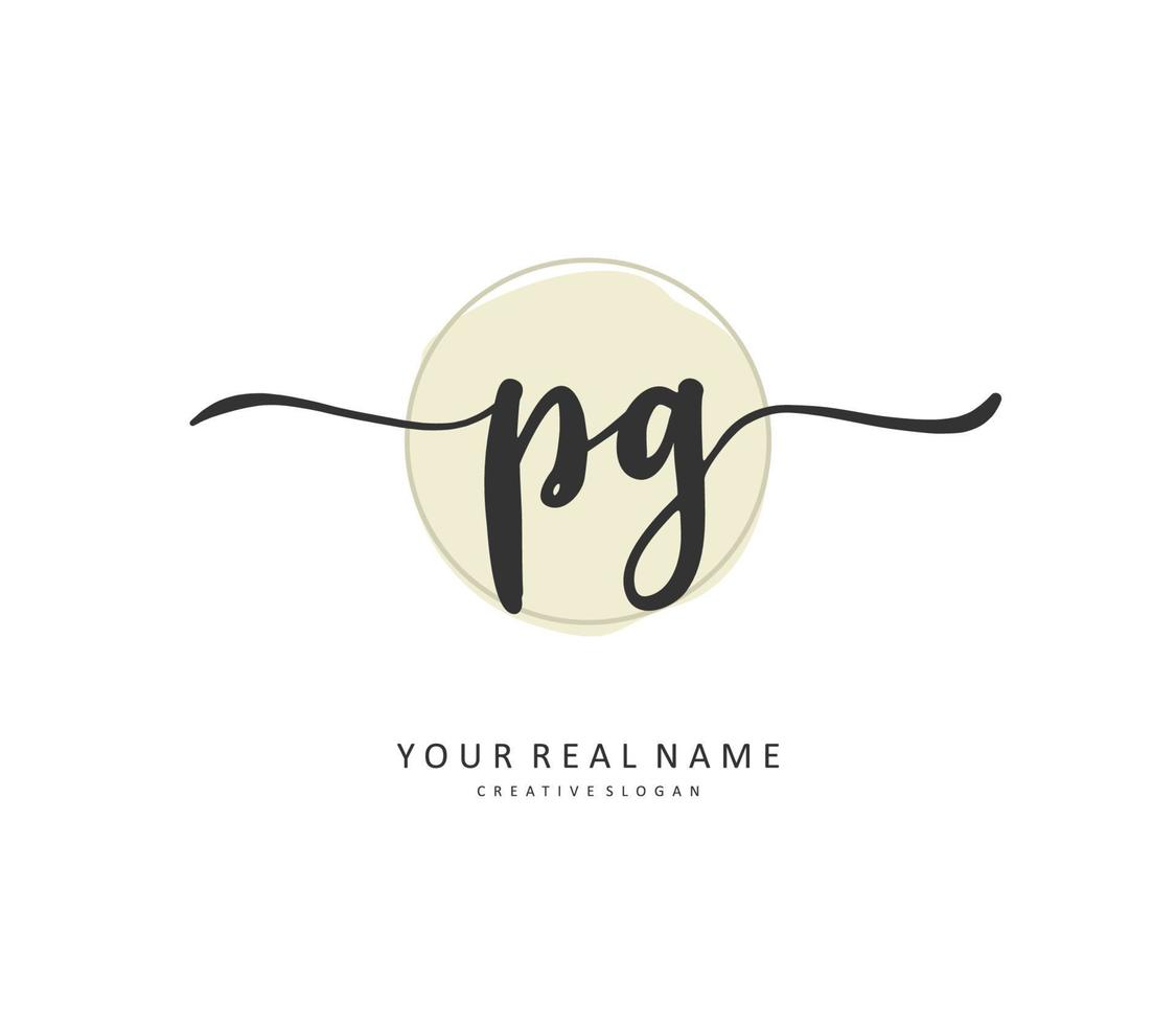 PG Initial letter handwriting and  signature logo. A concept handwriting initial logo with template element. vector