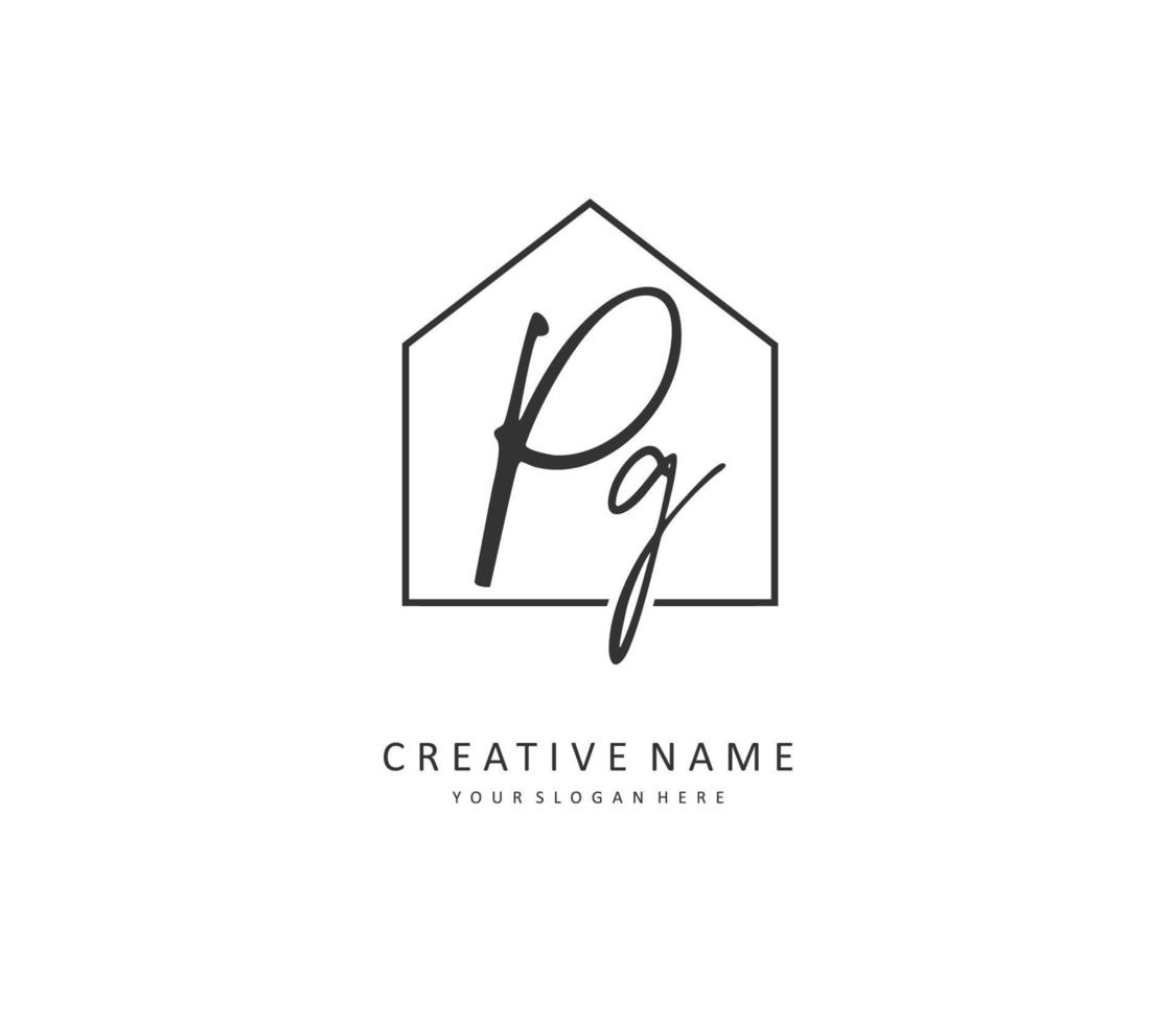 PG Initial letter handwriting and  signature logo. A concept handwriting initial logo with template element. vector