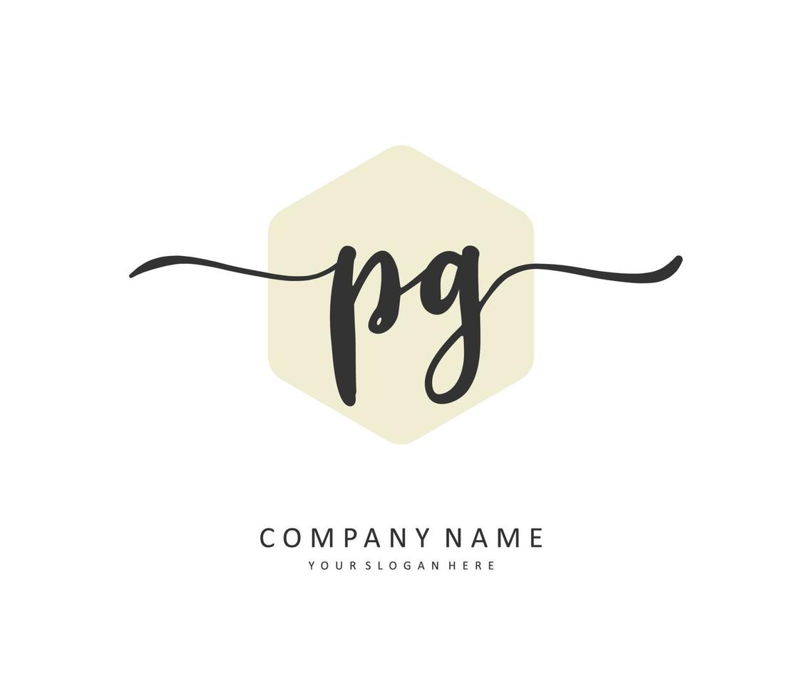 PG Initial letter handwriting and  signature logo. A concept handwriting initial logo with template element. vector