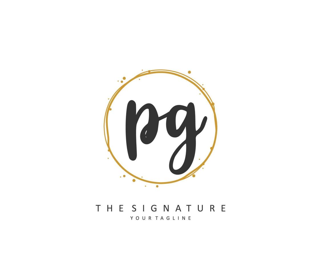 PG Initial letter handwriting and  signature logo. A concept handwriting initial logo with template element. vector