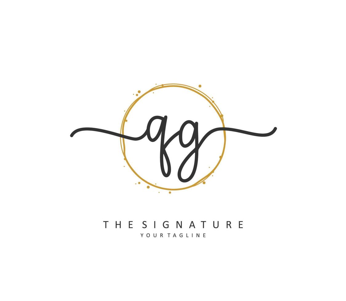 QG Initial letter handwriting and  signature logo. A concept handwriting initial logo with template element. vector