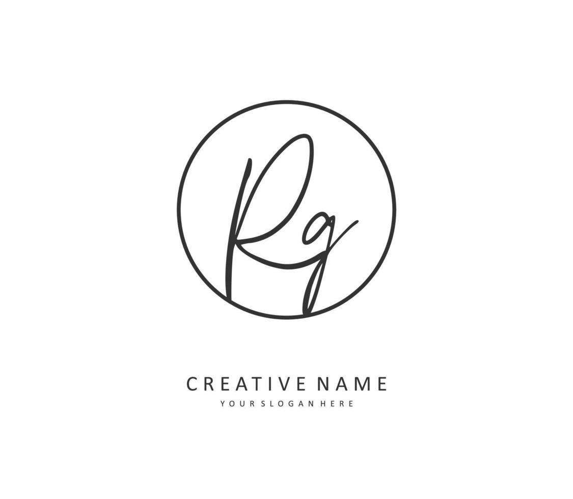 RG Initial letter handwriting and  signature logo. A concept handwriting initial logo with template element. vector