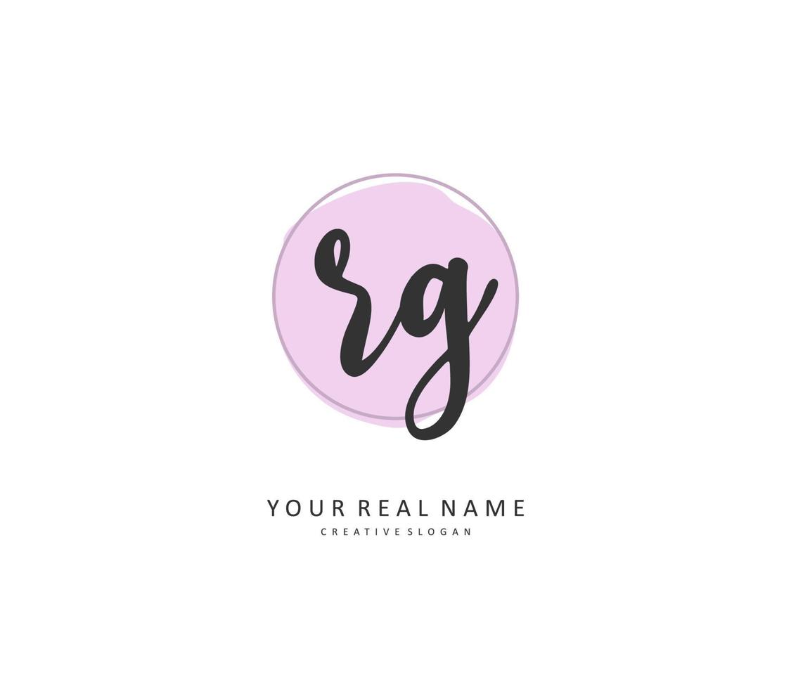 RG Initial letter handwriting and  signature logo. A concept handwriting initial logo with template element. vector