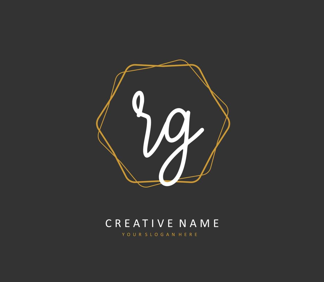 RG Initial letter handwriting and  signature logo. A concept handwriting initial logo with template element. vector