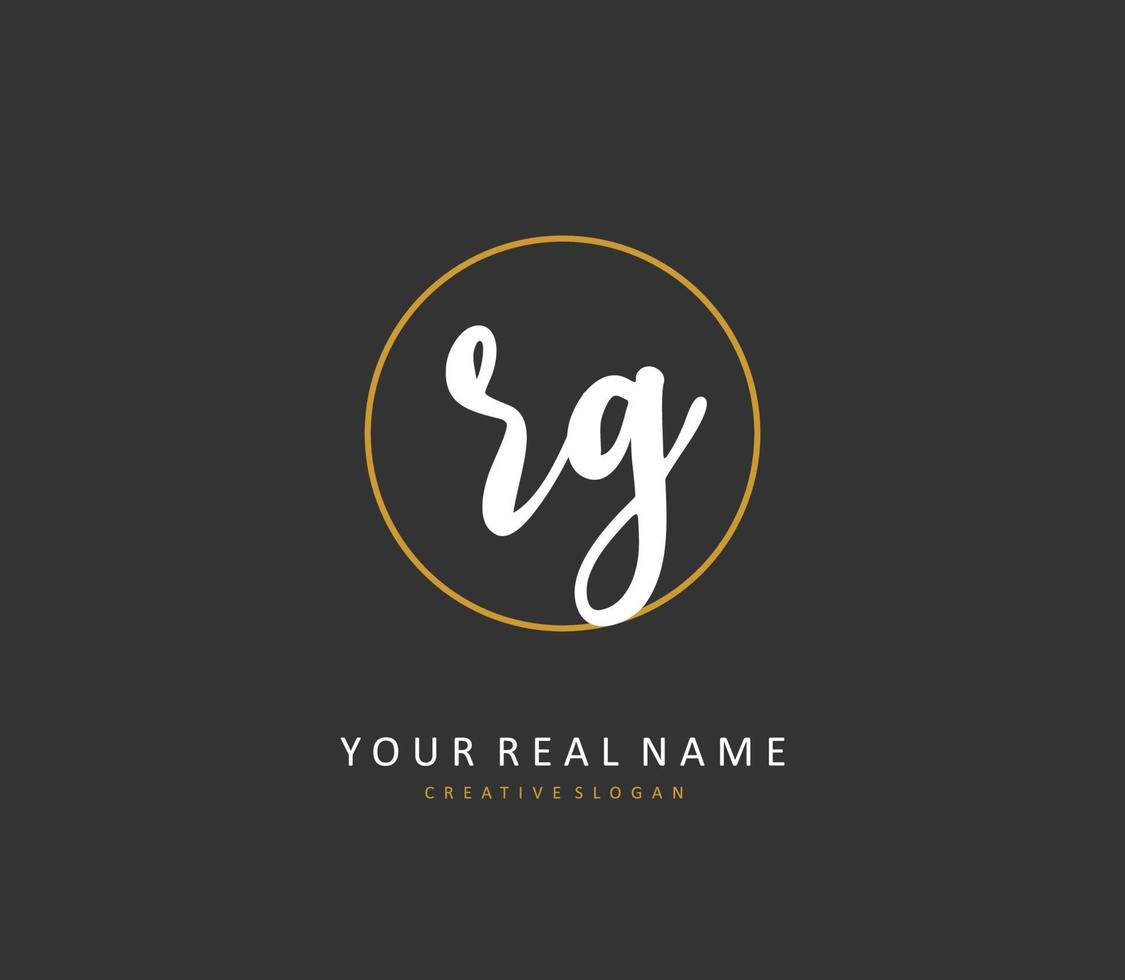 RG Initial letter handwriting and  signature logo. A concept handwriting initial logo with template element. vector