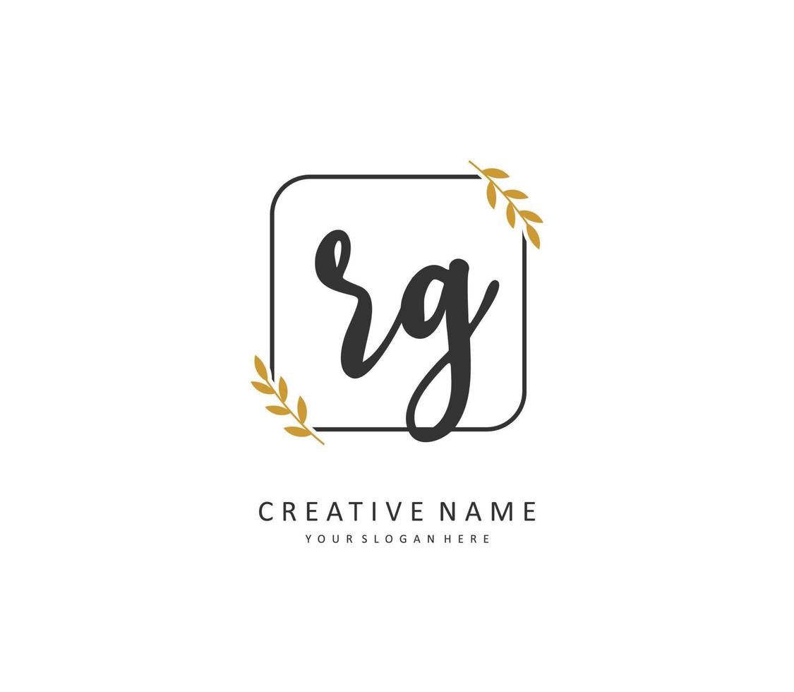 RG Initial letter handwriting and  signature logo. A concept handwriting initial logo with template element. vector