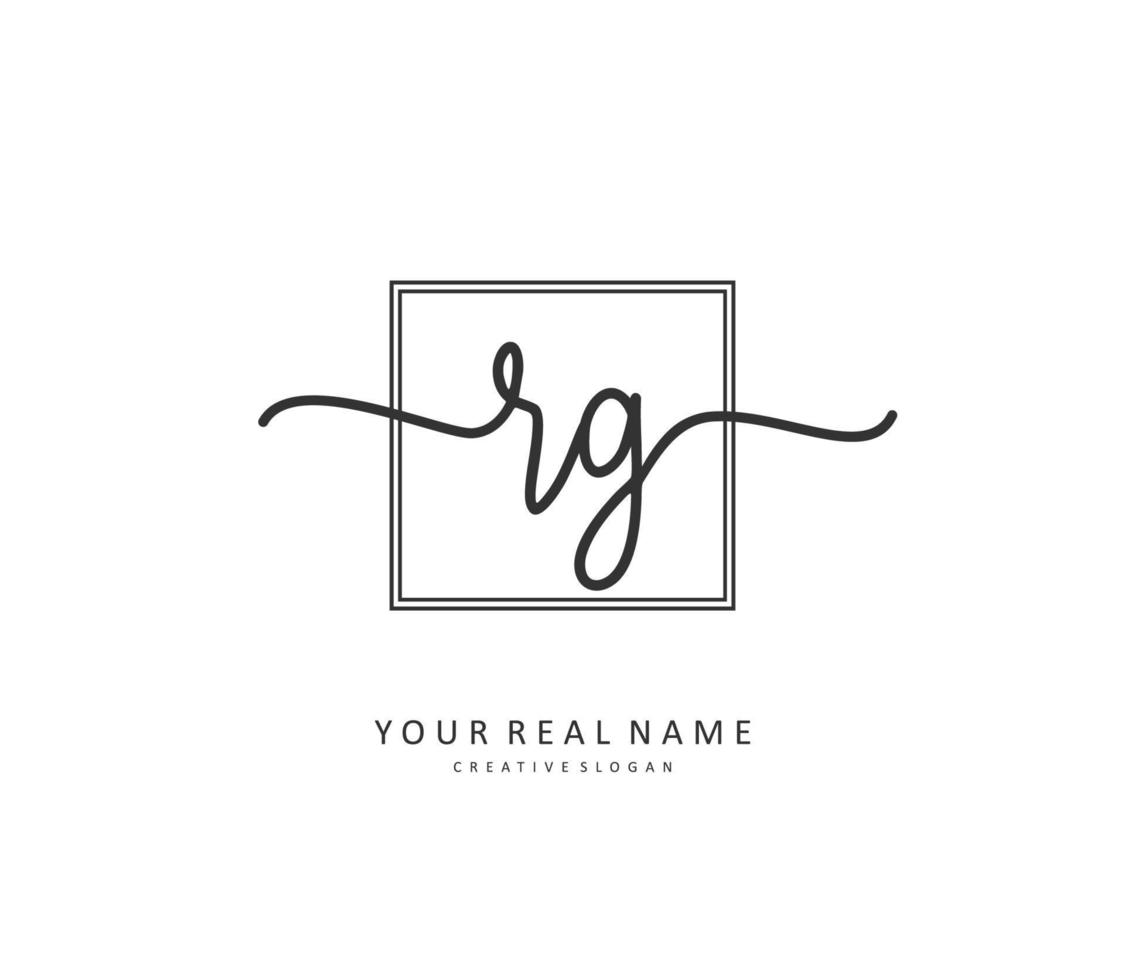 RG Initial letter handwriting and  signature logo. A concept handwriting initial logo with template element. vector