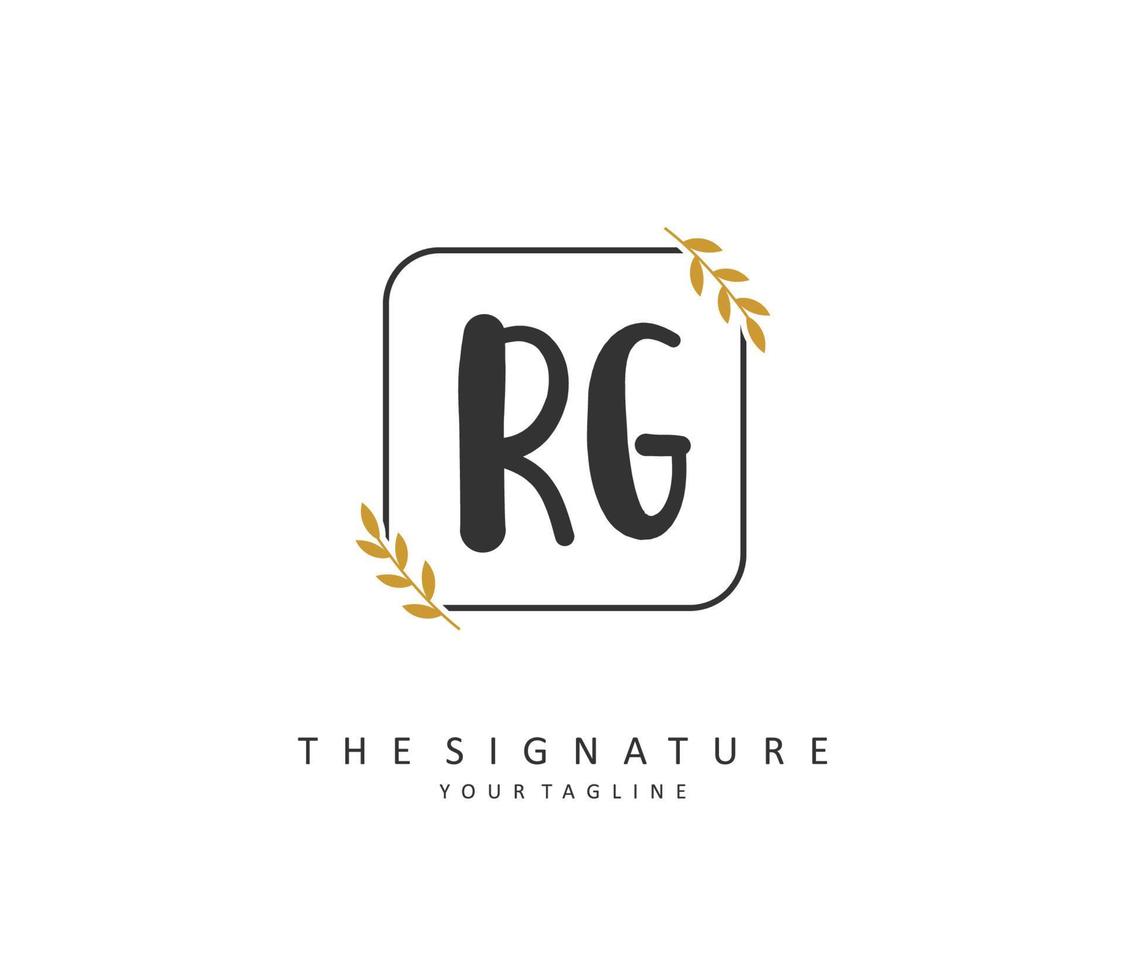 RG Initial letter handwriting and  signature logo. A concept handwriting initial logo with template element. vector