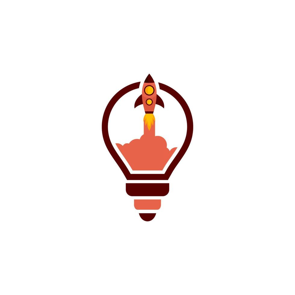 light bulb logo with a rocket in the center vector