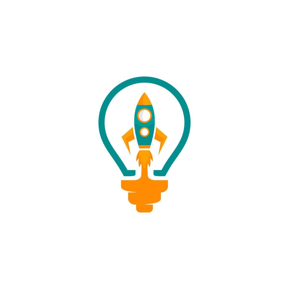 light bulb logo with a rocket in the center vector