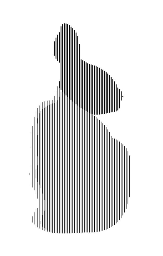 stylized silhouette of a rabbit from the back and looks back in minimalism vector