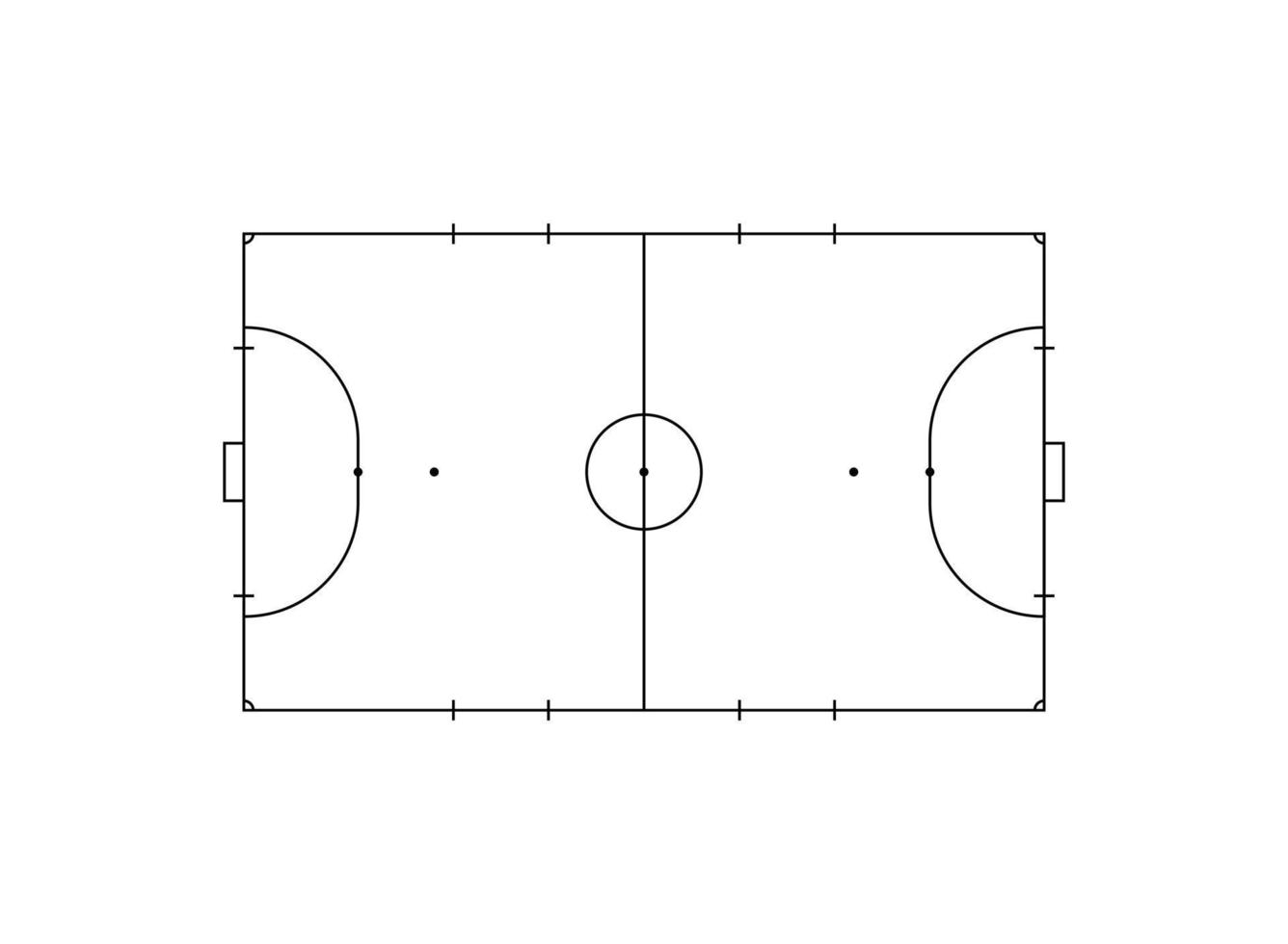 Futsal court or Indoor Soccer Field Layout for Illustration, Pictogram, Infographic, Background or for Graphic Design Element. Vector Illustration