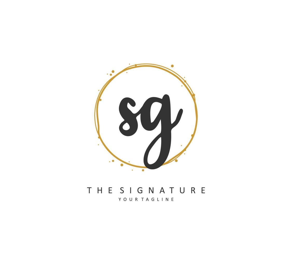 SG Initial letter handwriting and  signature logo. A concept handwriting initial logo with template element. vector