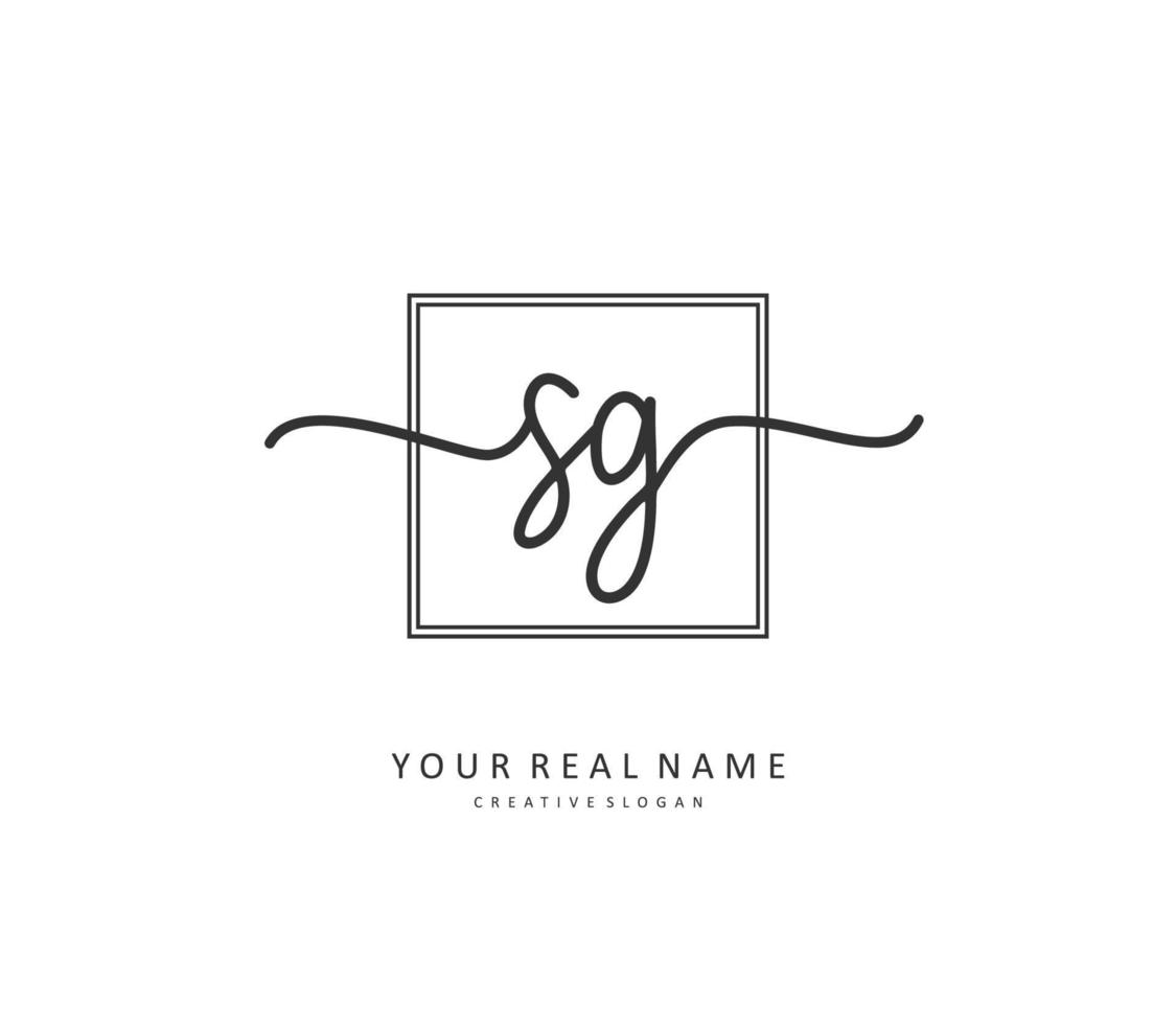 SG Initial letter handwriting and  signature logo. A concept handwriting initial logo with template element. vector