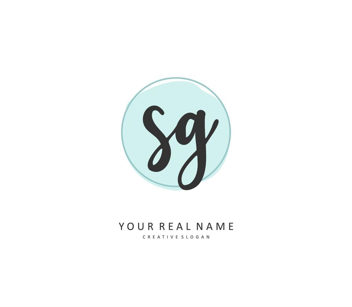 SG Initial letter handwriting and  signature logo. A concept handwriting initial logo with template element. vector