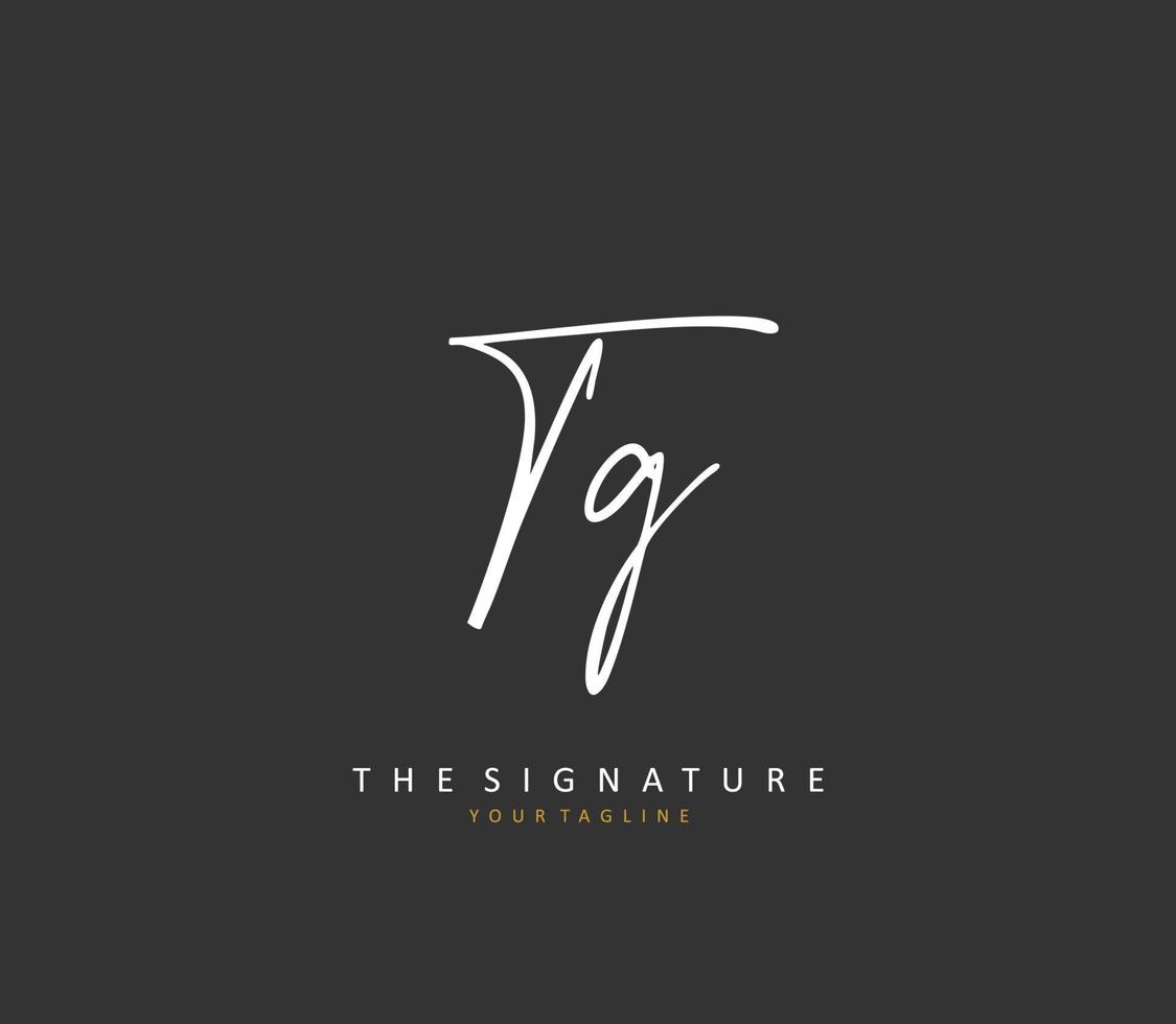 TG Initial letter handwriting and  signature logo. A concept handwriting initial logo with template element. vector